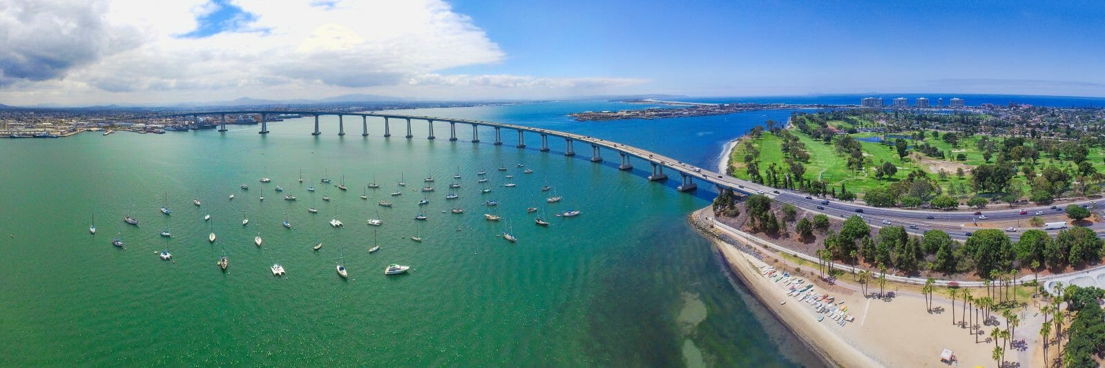 San Diego to Coronado Bridge Arial Shot