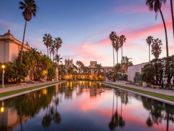Casa De Balboa at sunset, Balboa Park, San Diego