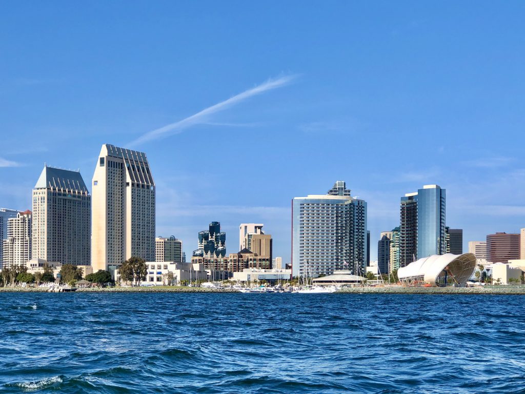 San Diego Skyline on a sunny day taken from the Coronado ferry