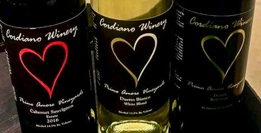3 bottles of wine with label by Cordiano Winery