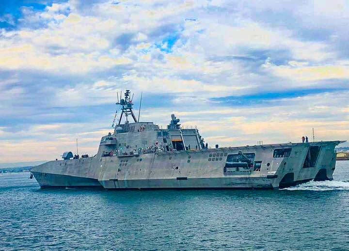 Military vessel on the way to the San Diego Navy base