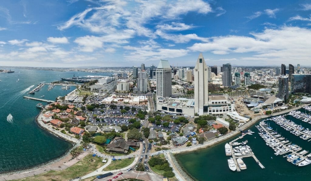 Aerial View of San Diego Downtown and waterfront