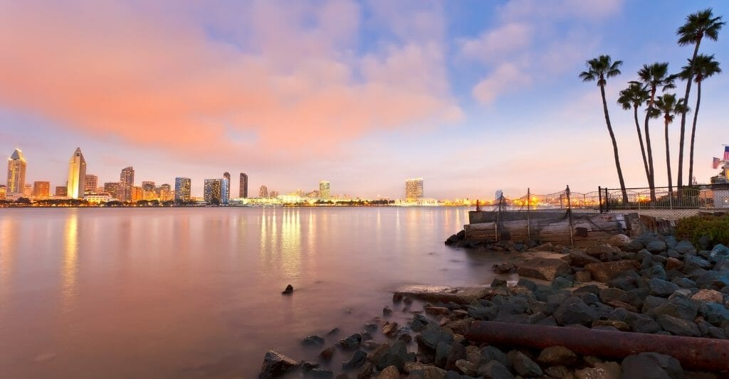 sunset of san diego skyline from Coronado island - San Diego Winter