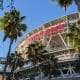 Outside of Padres Stadium Petco Park San Diego with Palm trees