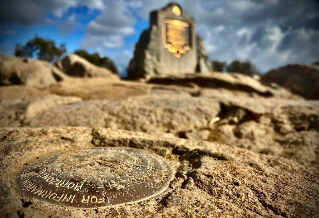 Peak marker at Cowles mountain San Diego