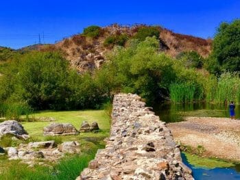 Old broken stone Dam at Mission Trails Nature Park