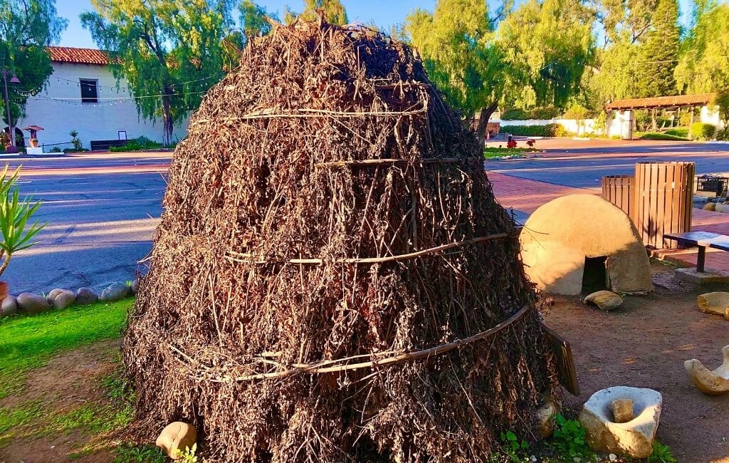 Kumeyaay Tribe Ewaa Replica - a small tent like structure made out of twigs, branches and leaves