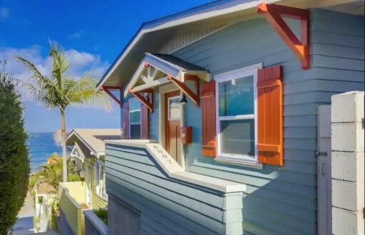 historic blue Craftsman cottage in La Jolla California