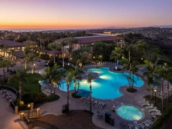 Sunset over the pool and property of The Westin Carlsbad Resort & Spa