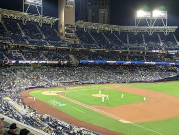 View of Baseball Diamond at Petco Park with Padres Playing the Mets - Friday night ball game - San Diego Petco Park Tickets