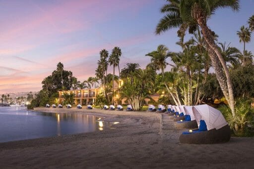 Bahia Resort beach cabanas at dusk