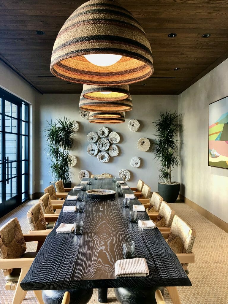 Private room with long table and chairs at Valle Restaurant Oceanside