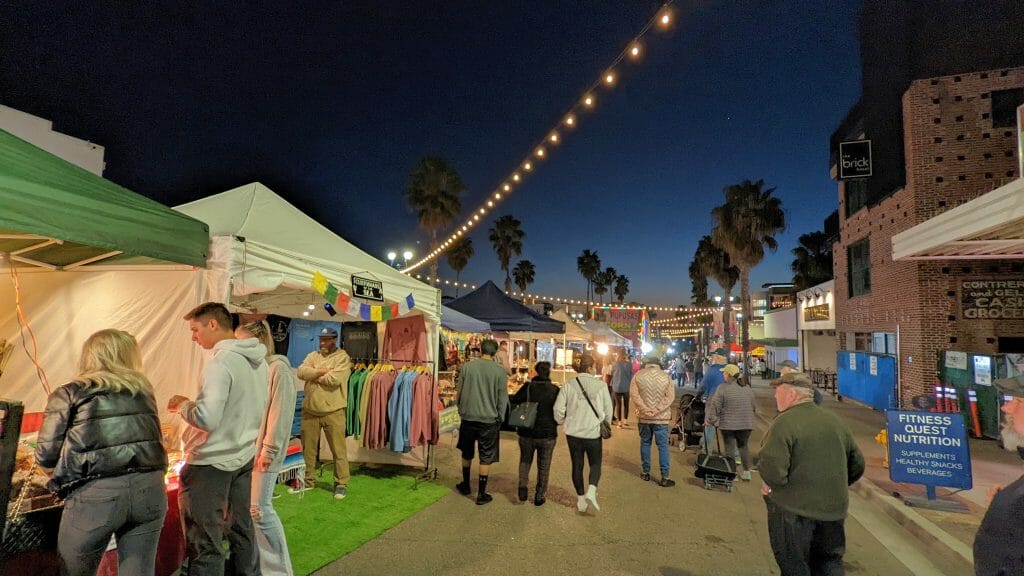 Booths and vendors at the Oceanside Night Market