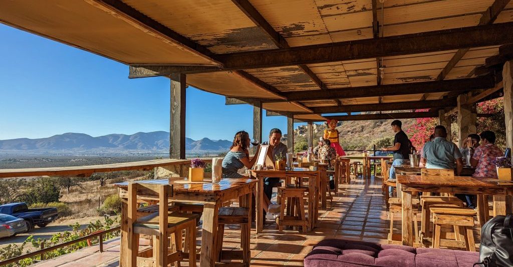 rustic terrace at Cieli Winery Guadalupe Valley