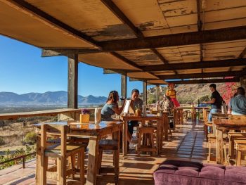 rustic terrace at Cieli Winery Guadalupe Valley