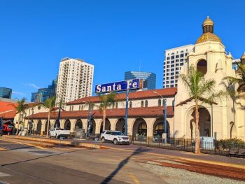 Hispanic looking train station in San Diego - Santa Fe Depot