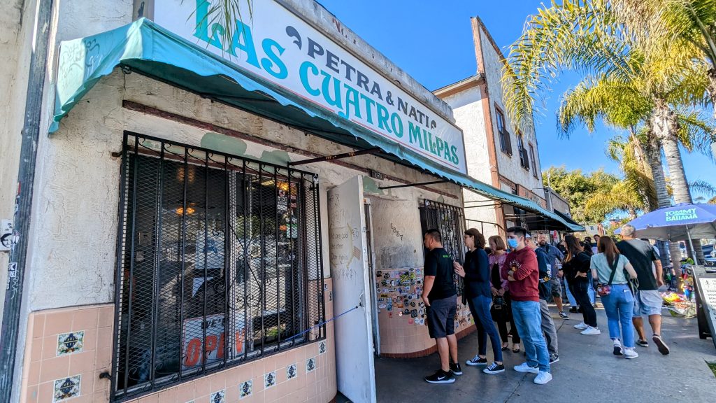 entrance to Los Quatros Milpas restaurant in Barrio Logan