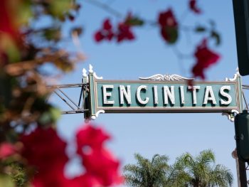 Large Sign saying "Encinitas" over Street