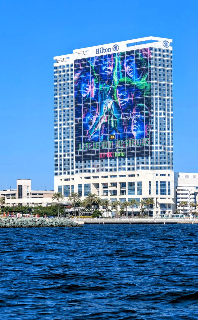 View of the Hilton San Diego Bay Front from the Bay with Comicon Poster