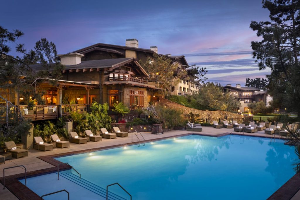 The Lodge at Torrey Pines pool-dusk
