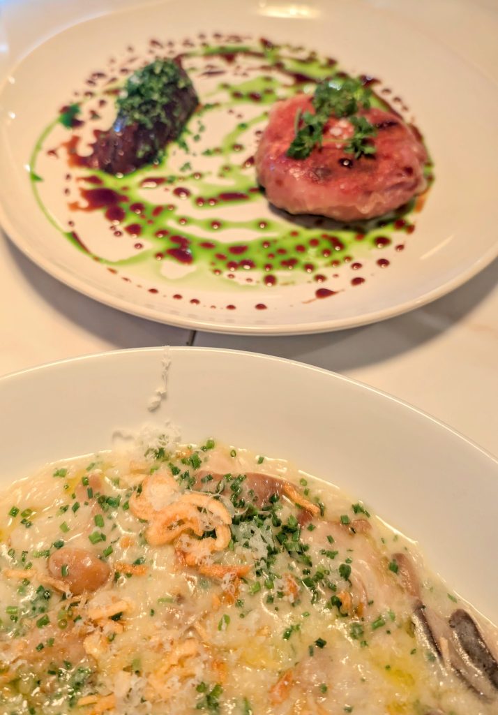 Pilz Risotto and appetizer at Pony Sant Ynez