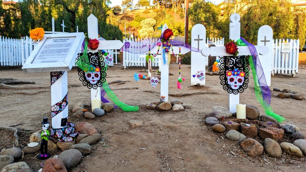 Old Town San Diego Cemetary decorated for Halloween/Dia de los Muertos in San Diego