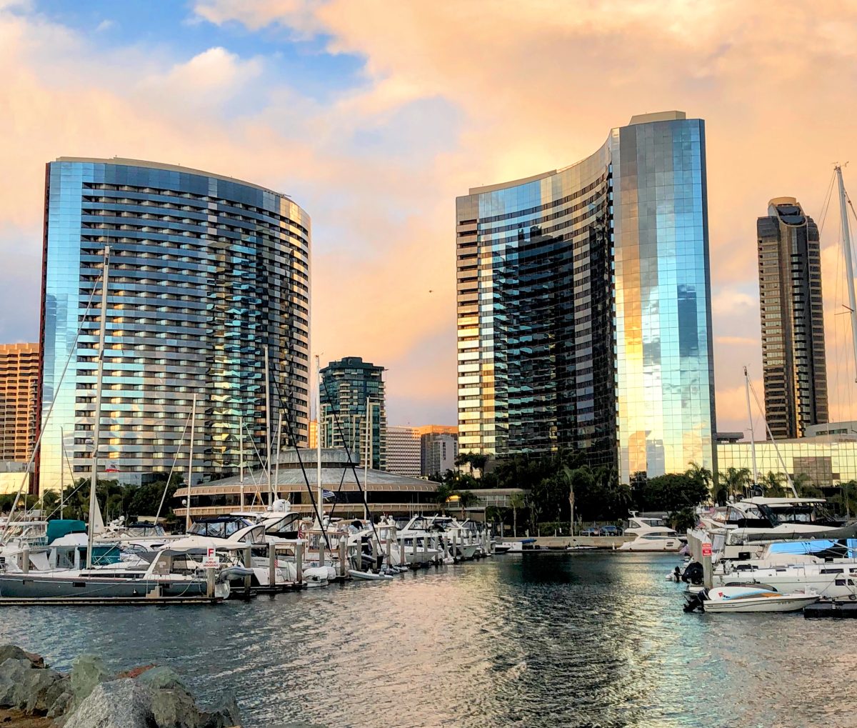 Marriott Marquis San Diego during sunset