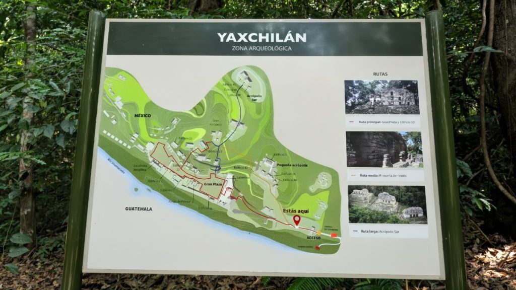 Map of Yaxchilan ruins Chiapas