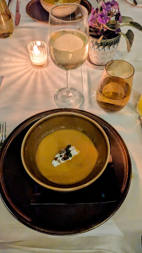 Pumpkin soup at Le Bistro Puerto Vallarta