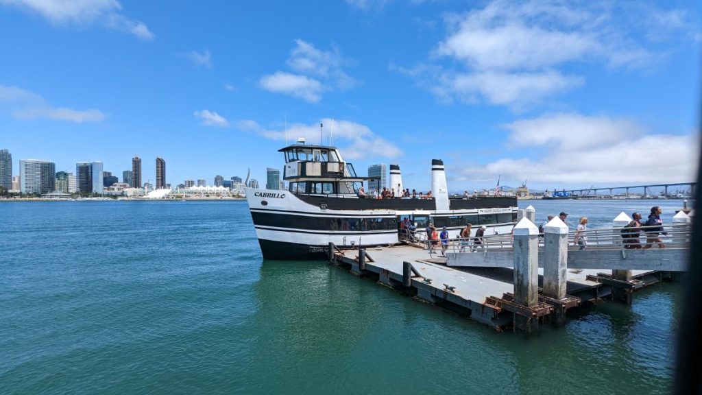San Diego Coronado Ferry with skyline in the background