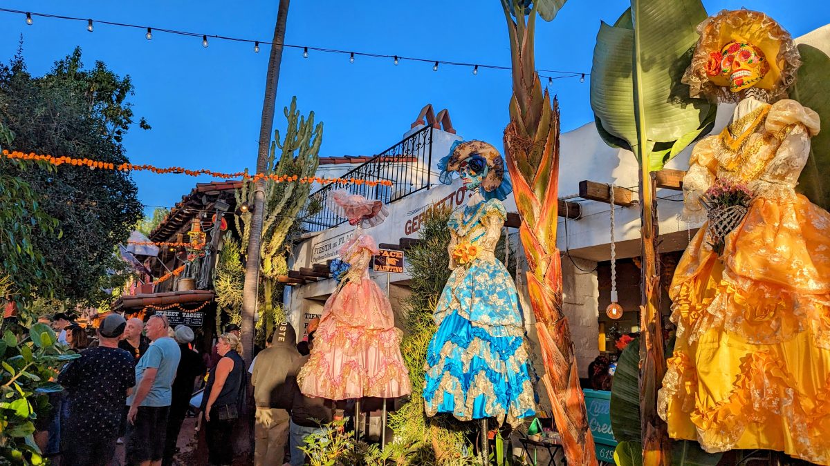 Sugar skull dolls on dia de los muertos in old town san diego