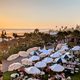 Sunset behind the Rosarito Seafood Festival and Rosarito Beach